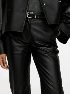 Straight Leather Trousers
