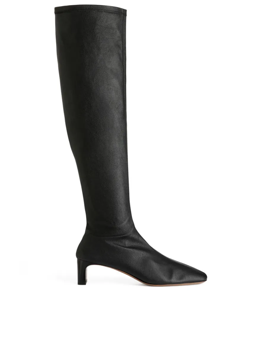 Stretch Leather Boots