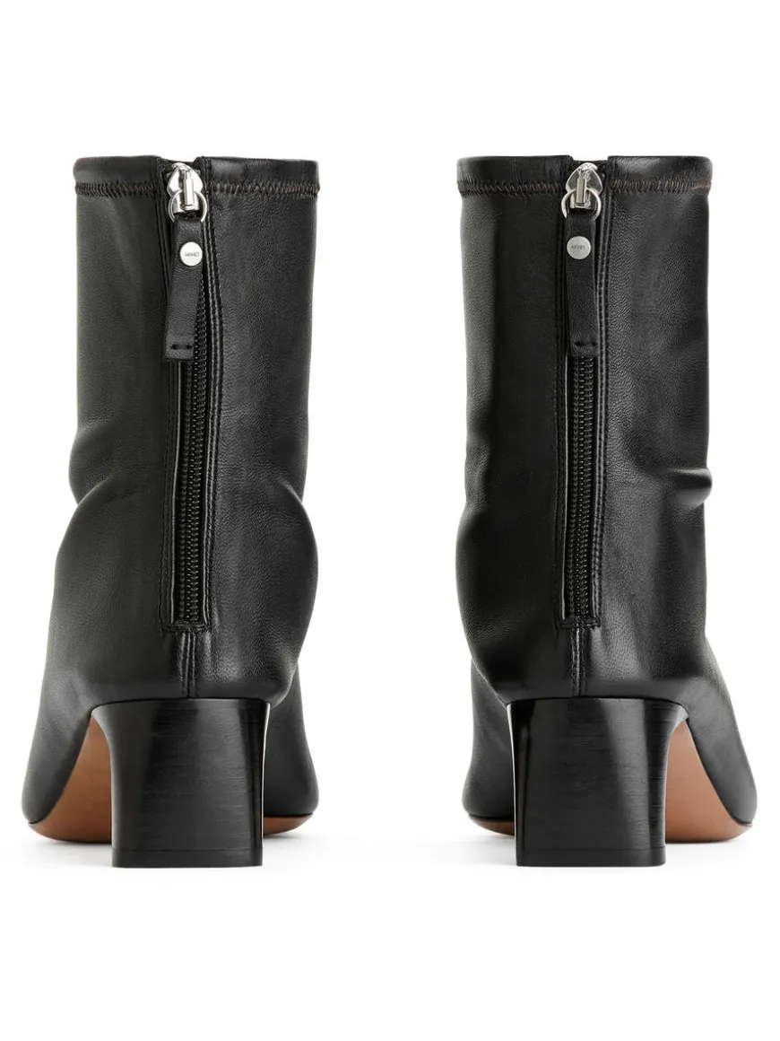 Stretch-Leather Sock Boots