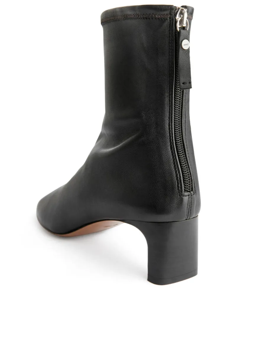 Stretch-Leather Sock Boots