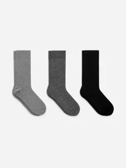 Supima Cotton Rib Socks Set Of 3 Pairs