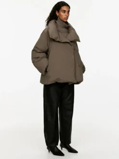 Upcycled Down High-Collar Jacket