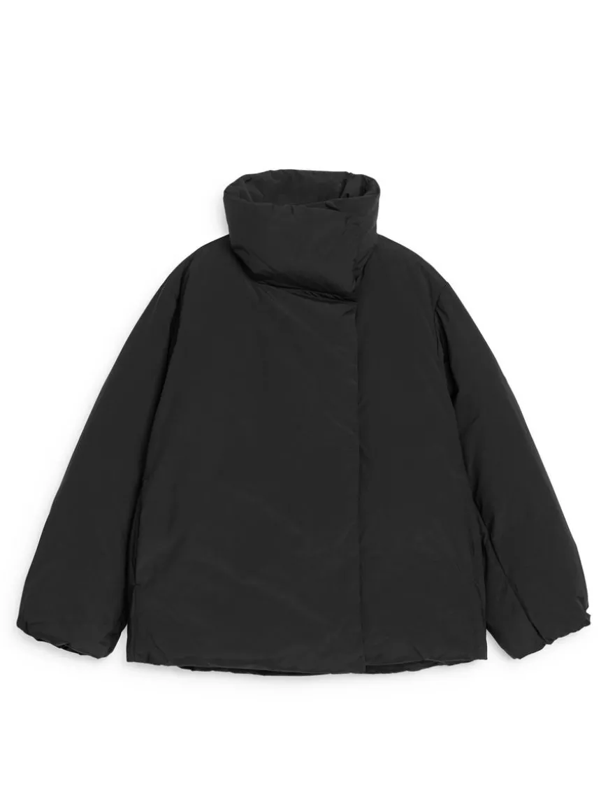 Upcycled Down High-Collar Jacket