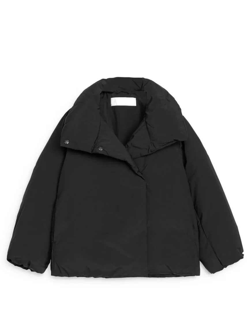 Upcycled Down High-Collar Jacket