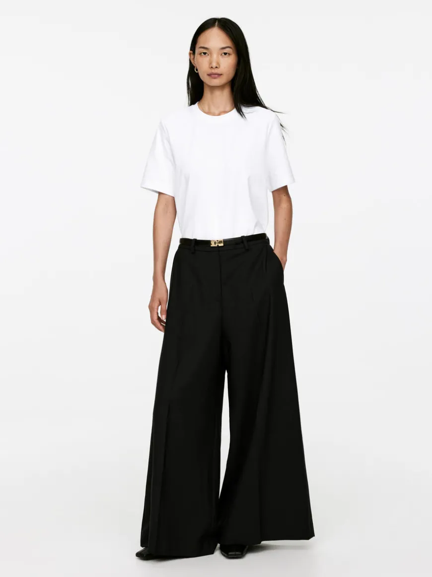 Wide Wool-Blend Trousers