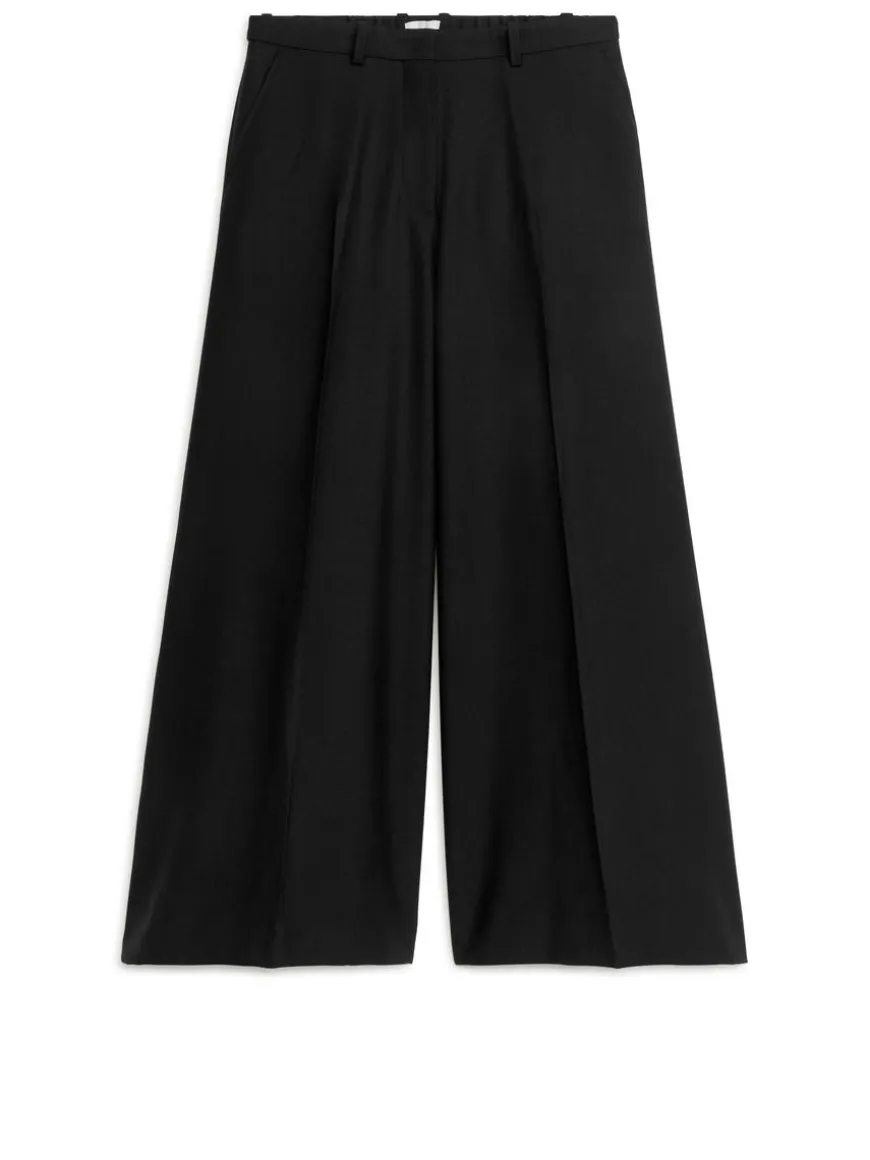 Wide Wool-Blend Trousers
