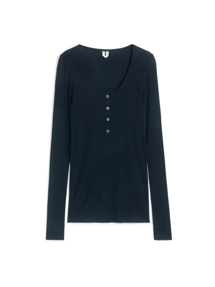 Wool Jersey Henley Top