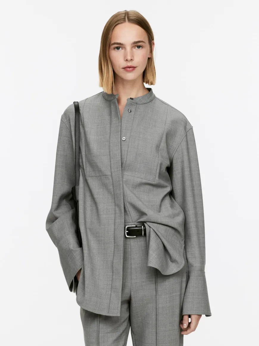 Wool-Blend Tuxedo Shirt