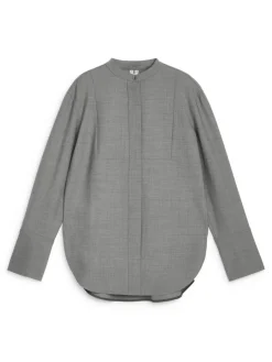 Wool-Blend Tuxedo Shirt