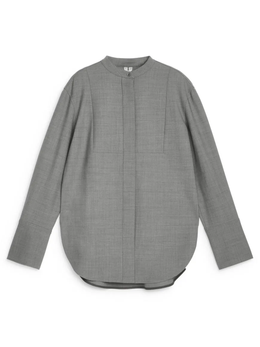 Wool-Blend Tuxedo Shirt